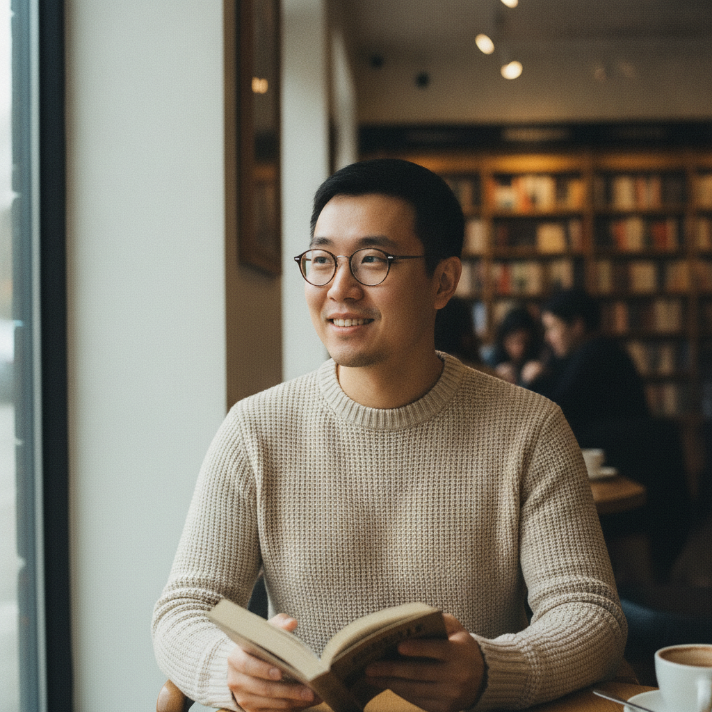 Bookstore cafe portrait